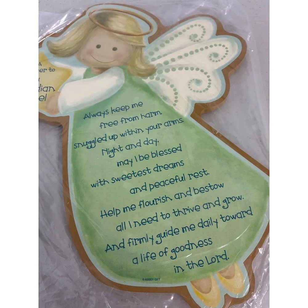Abbey‎ Gift Prayer to My Guardian Angel Wall Plaque Wood Nursery Decor 56854 NEW